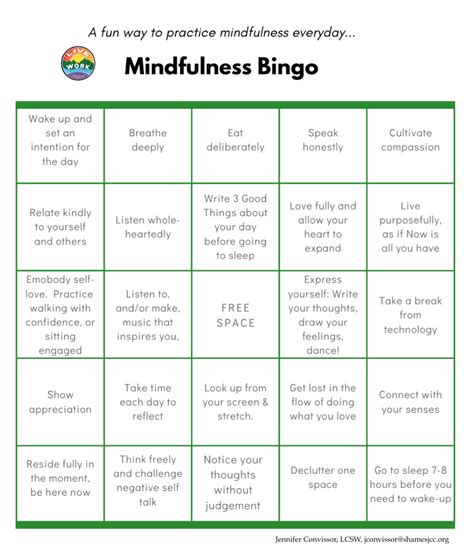 Mindfulness Bingo Printable